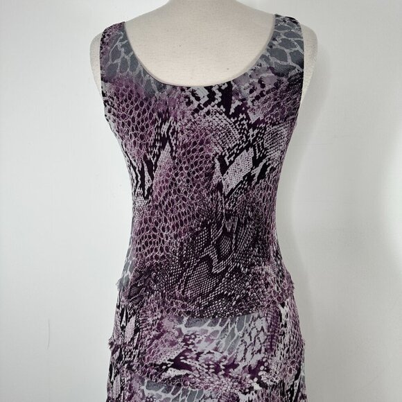 VTG Jessica Howard Purple Midi Dress Sz 10 Animal Print V Neck Sleeveless Fairy - Picture 10 of 14